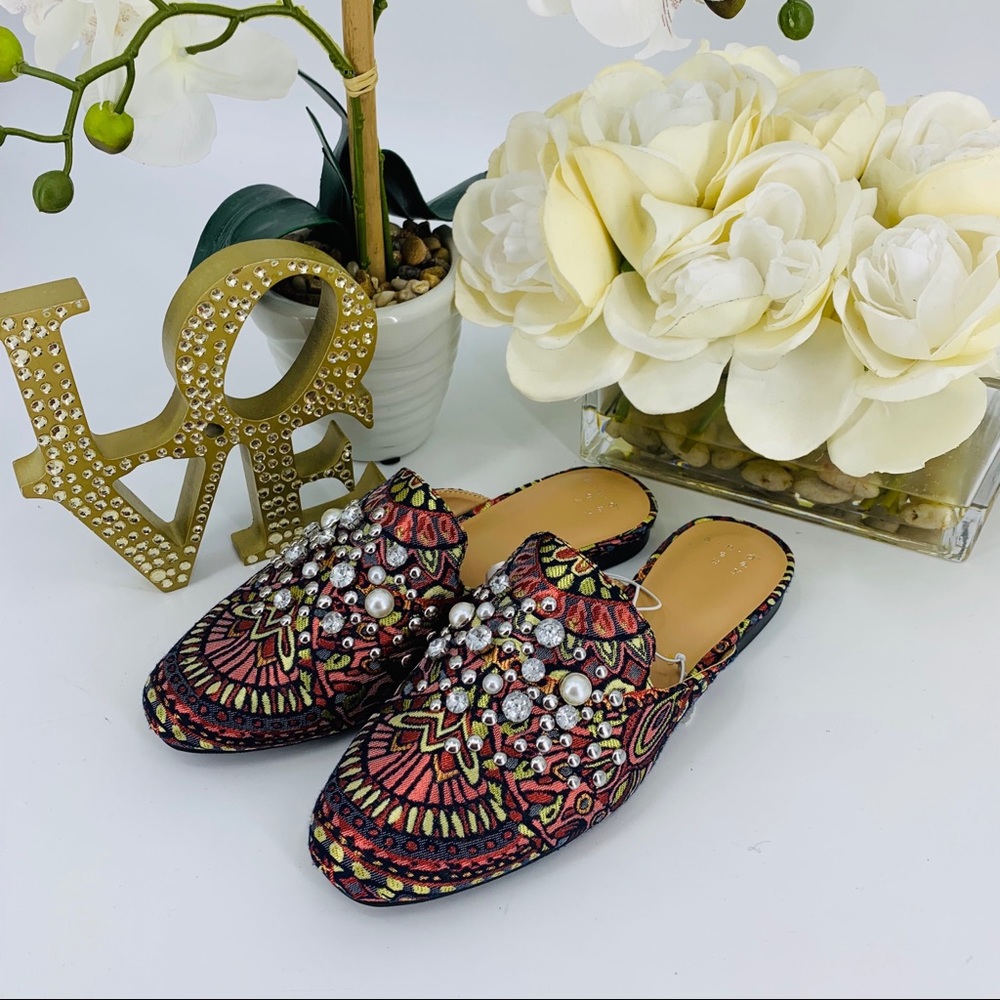 NWT Pearl Bling Bohemian Slip On Mules - Picture 5 of 8